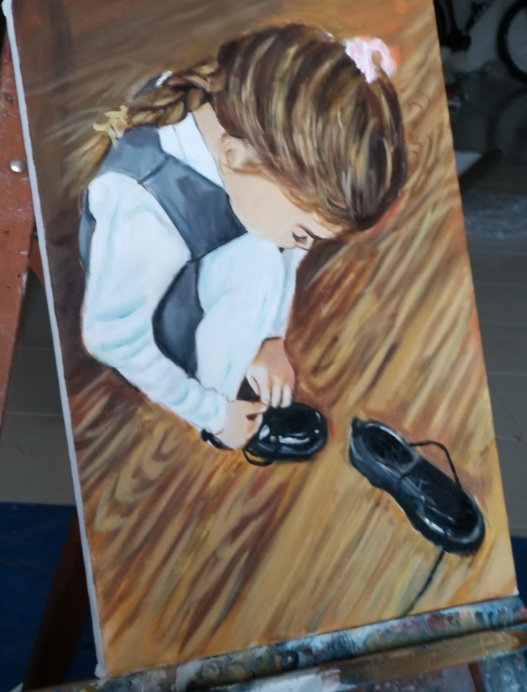 Softpastel tekniğiyle çizilmiş çocuk portresi