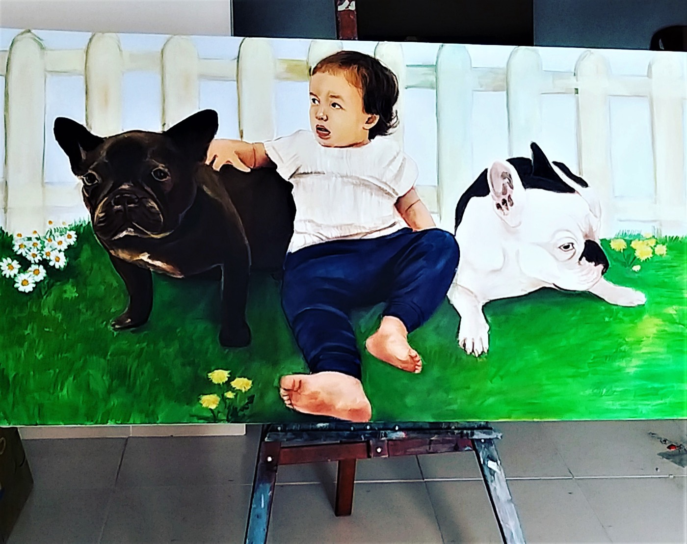 Fotoğraftan çizilmiş köpek portresi, evcil hayvan resmi